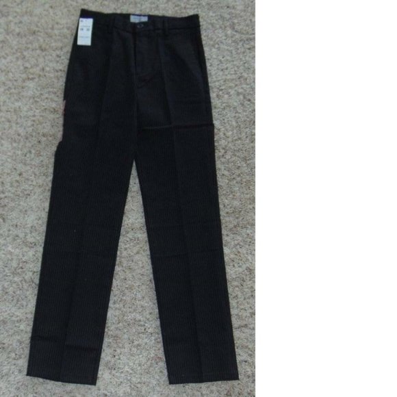 Mens Dockers Pants Black Striped 38x30 Flat Front Signature Stretch Crease Dress - Picture 2 of 5